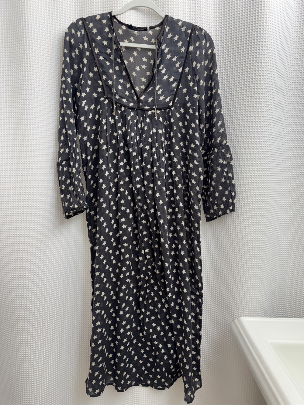 Auguste Black Nightdress with White Star Print
